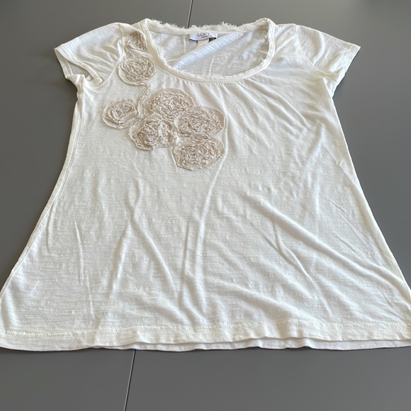 ANN TAYLOR LOFT short sleeve T-Shirt cream Size SP - Picture 5 of 13